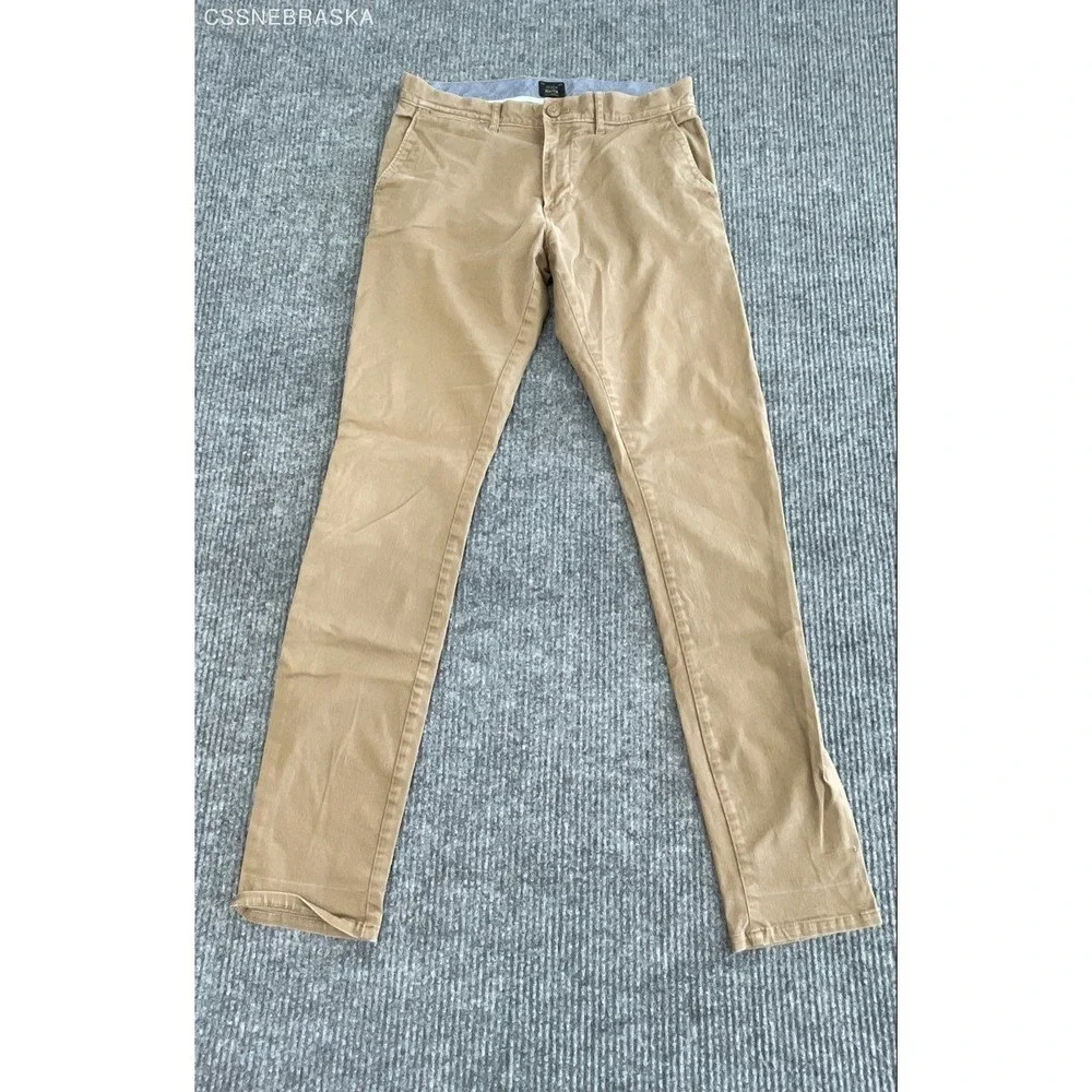 J.Crew Men's 250 Skinny Chino Pants Tan Khaki Stretch Cotton Twill Size 31x34